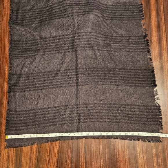INC International Concepts Graphite Gray Brown Striped Rectangular Scarf 24 x 74 - Picture 6 of 7